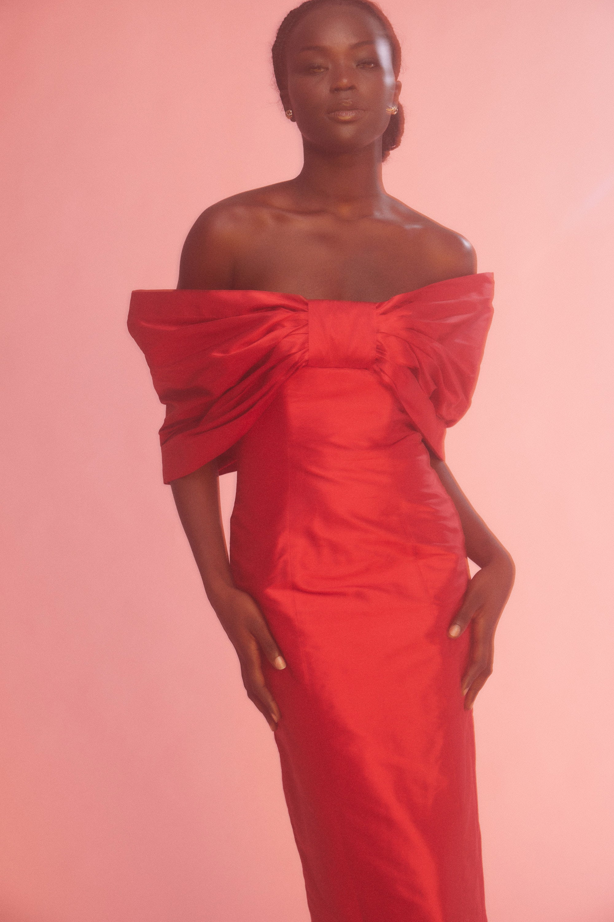 Big Bow Dress Red Silk Baaby Big Bow Dress Red Silk Baaby