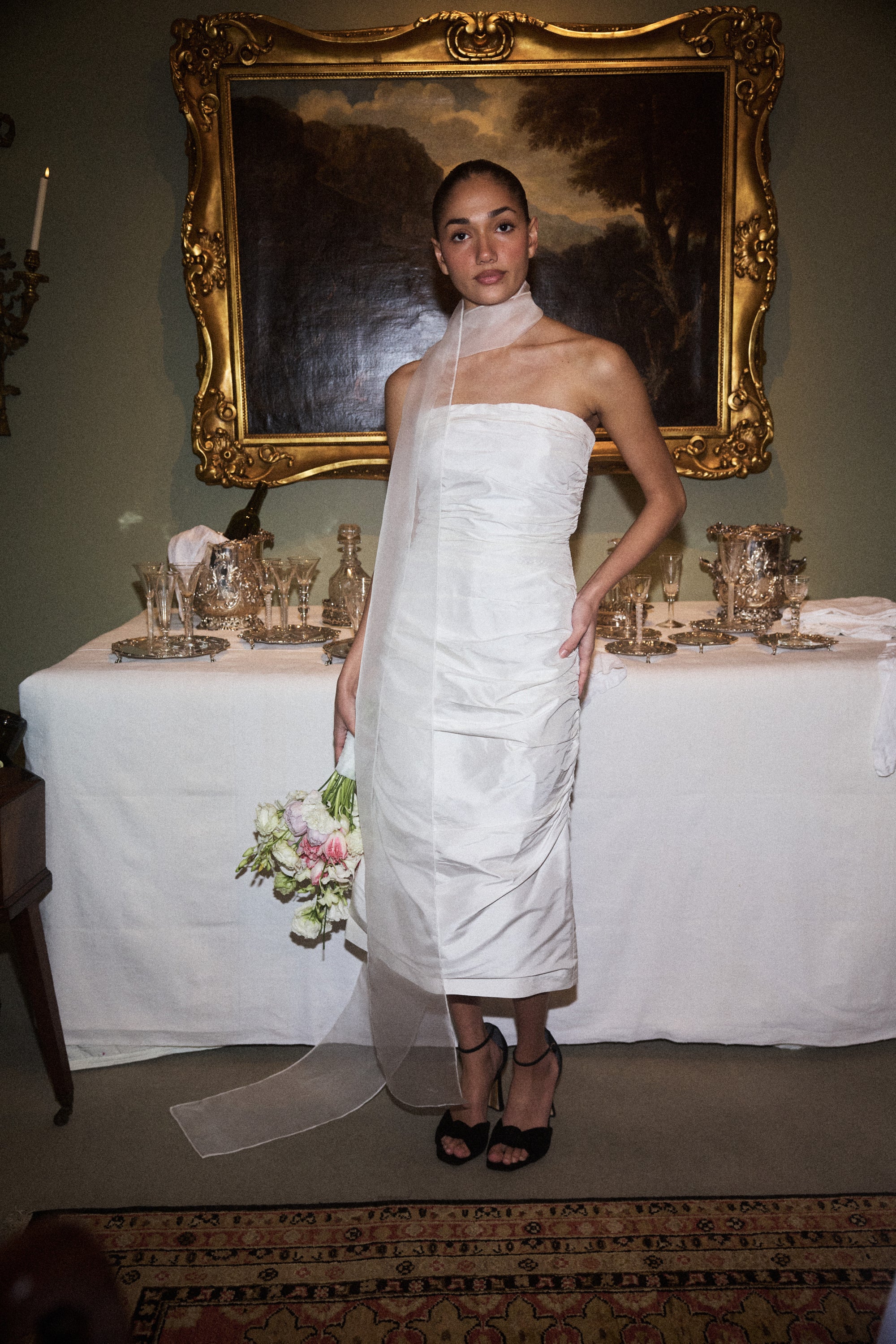 Silk Ruched Column Gown