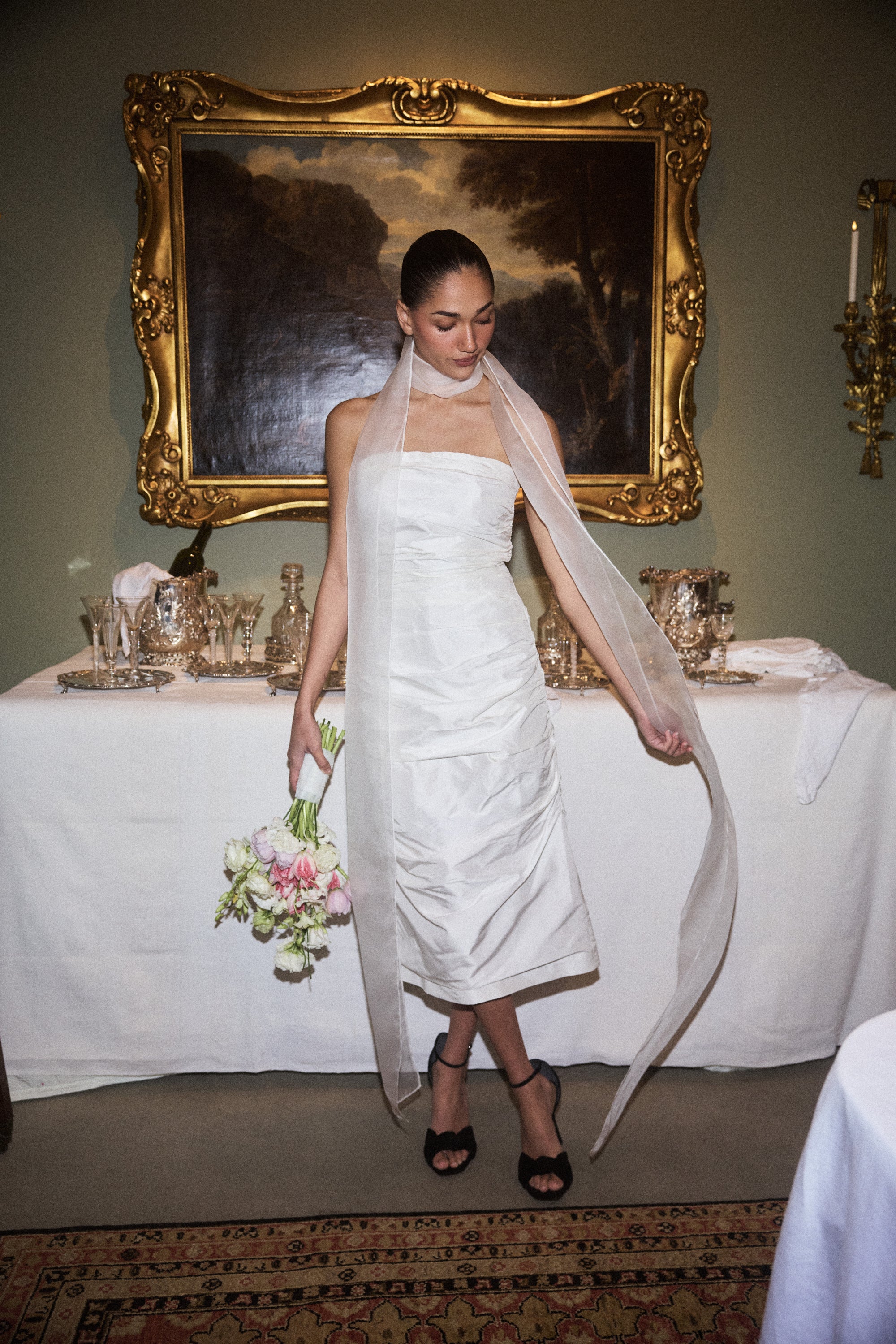 Silk Ruched Column Gown