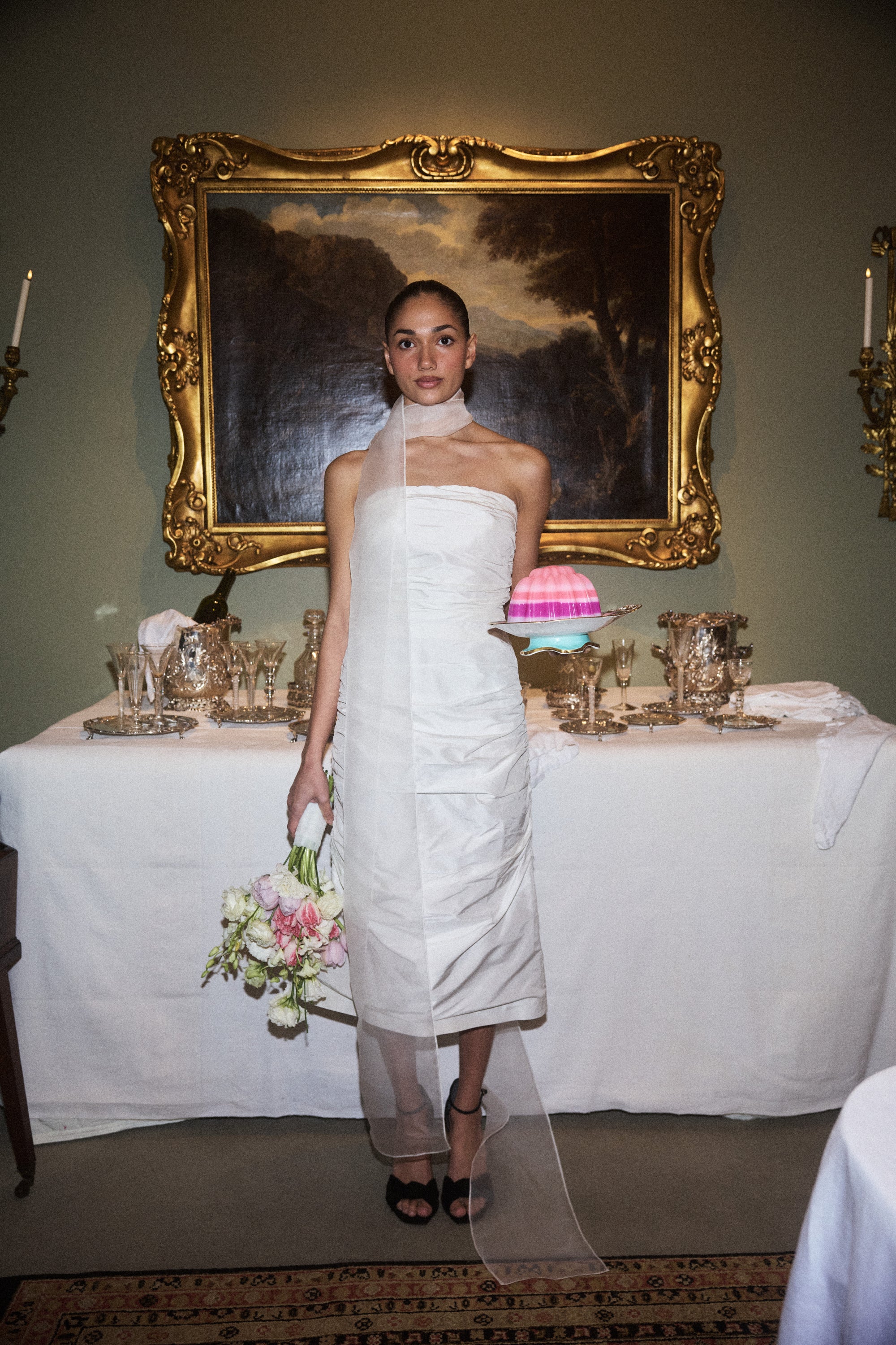 Silk Ruched Column Gown