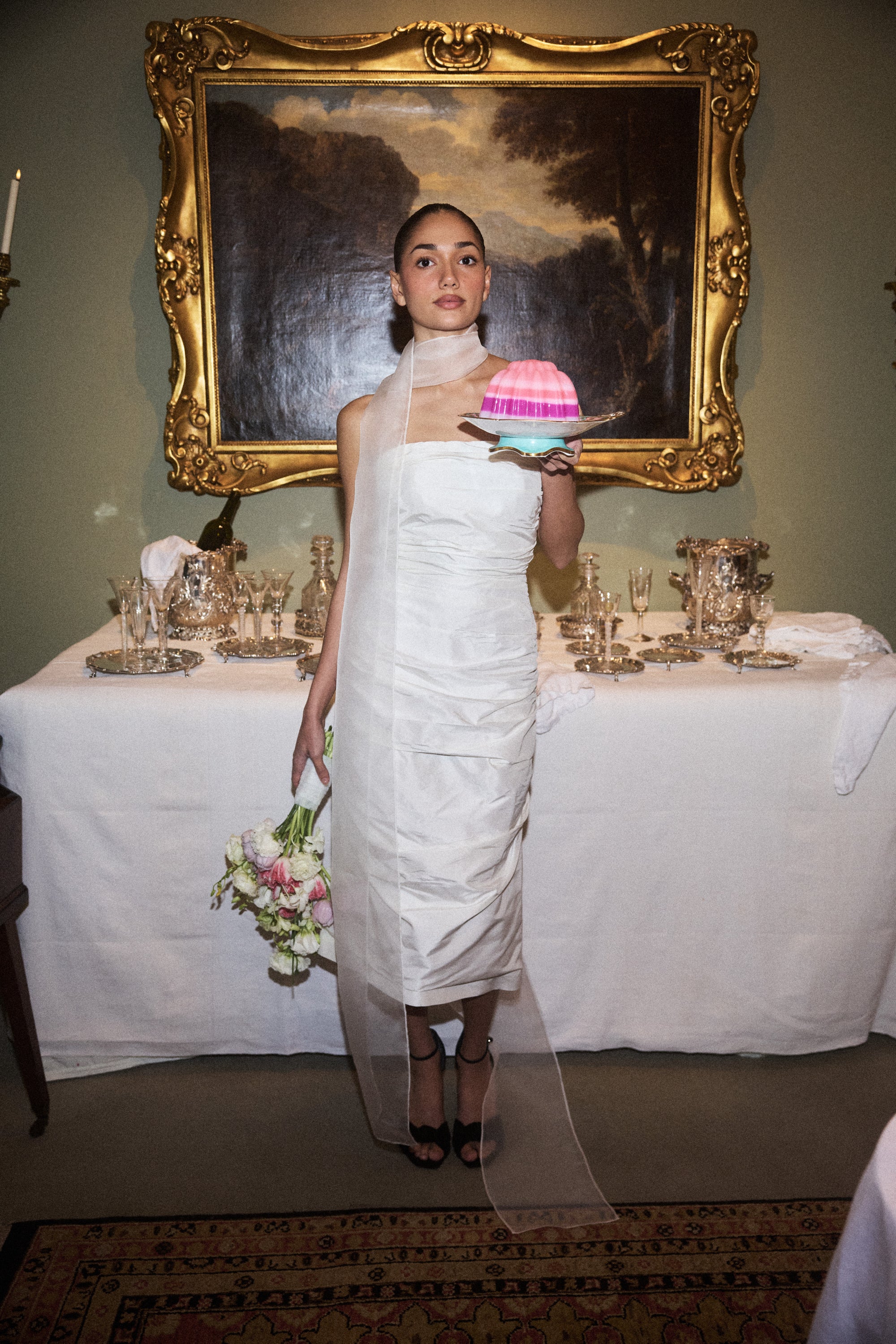 Silk Ruched Column Gown