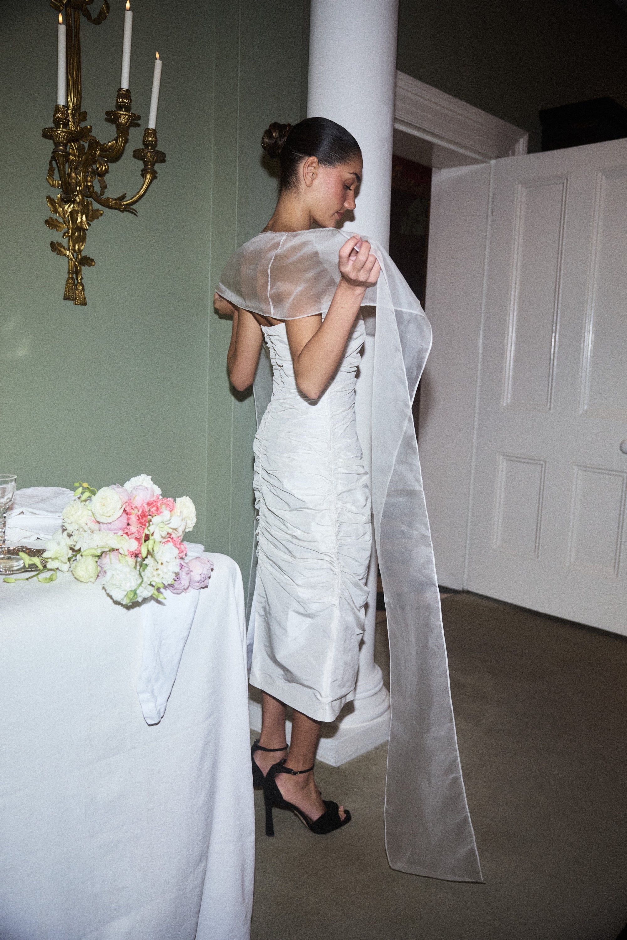 Silk Ruched Column Gown