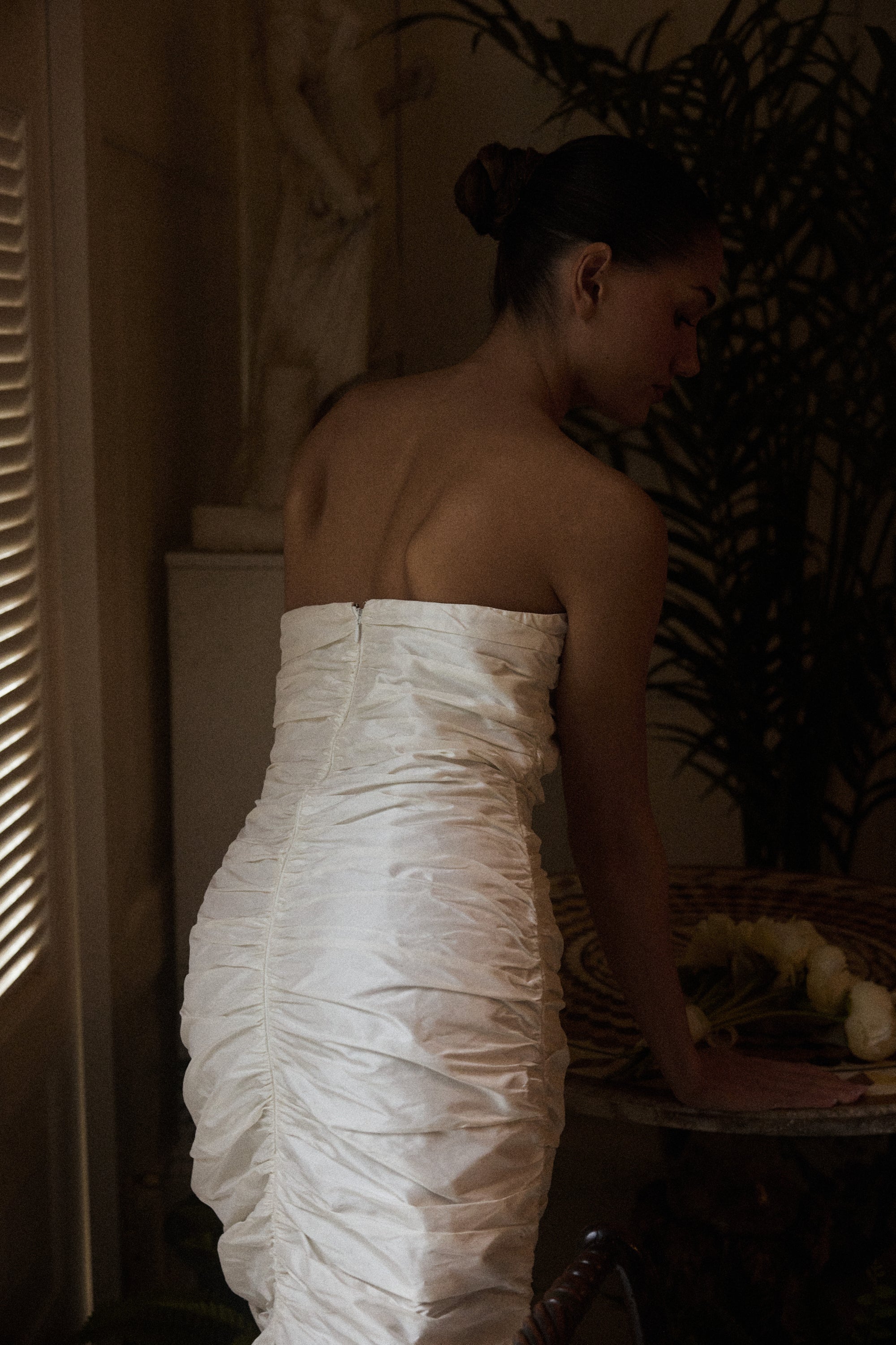 Silk Ruched Column Gown