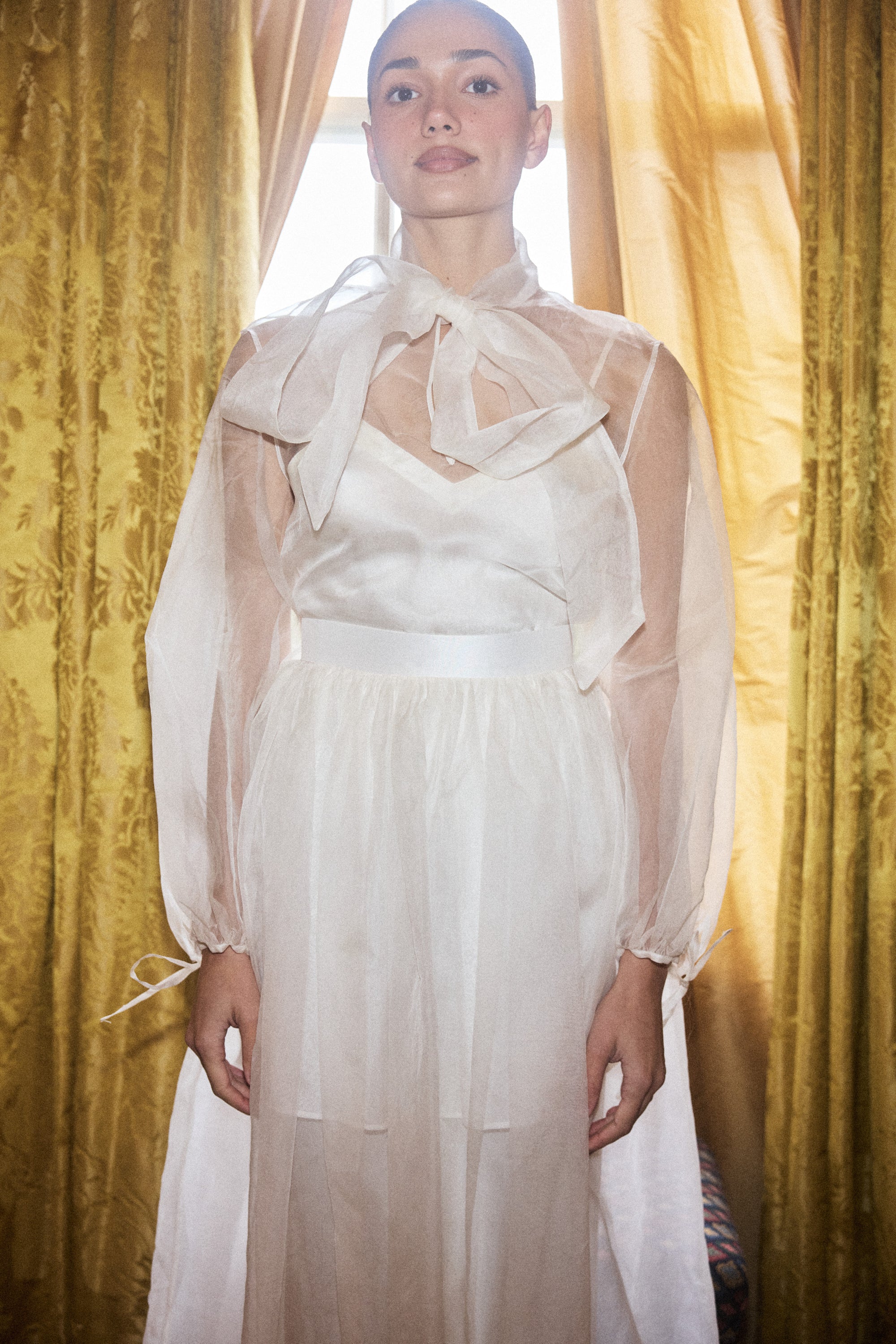Silk Organza Bow Blouse