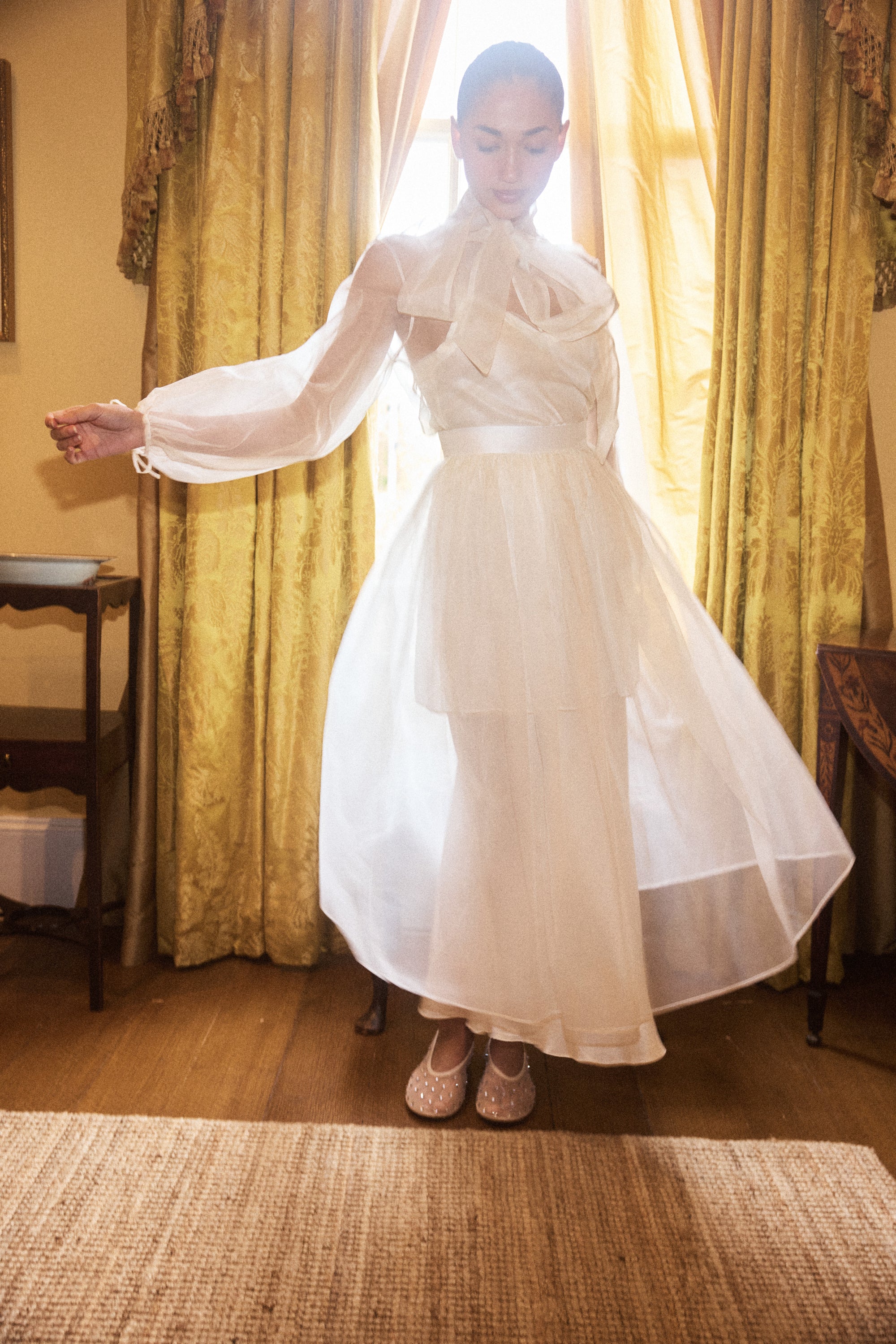Silk Organza Bow Blouse