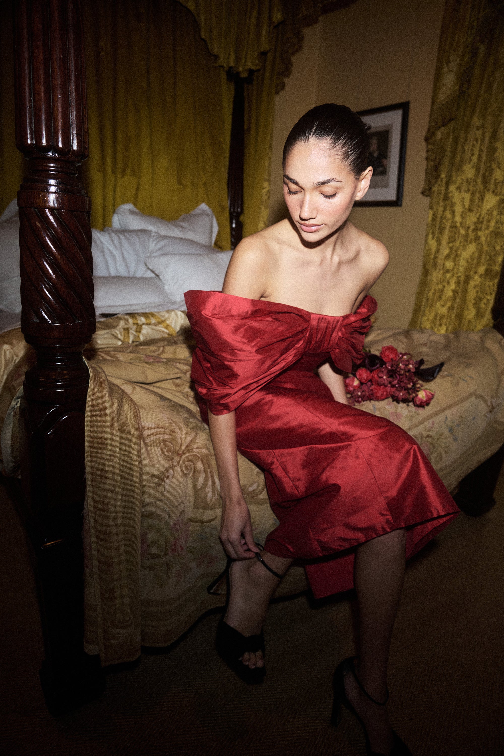 Silk Bow Column Gown