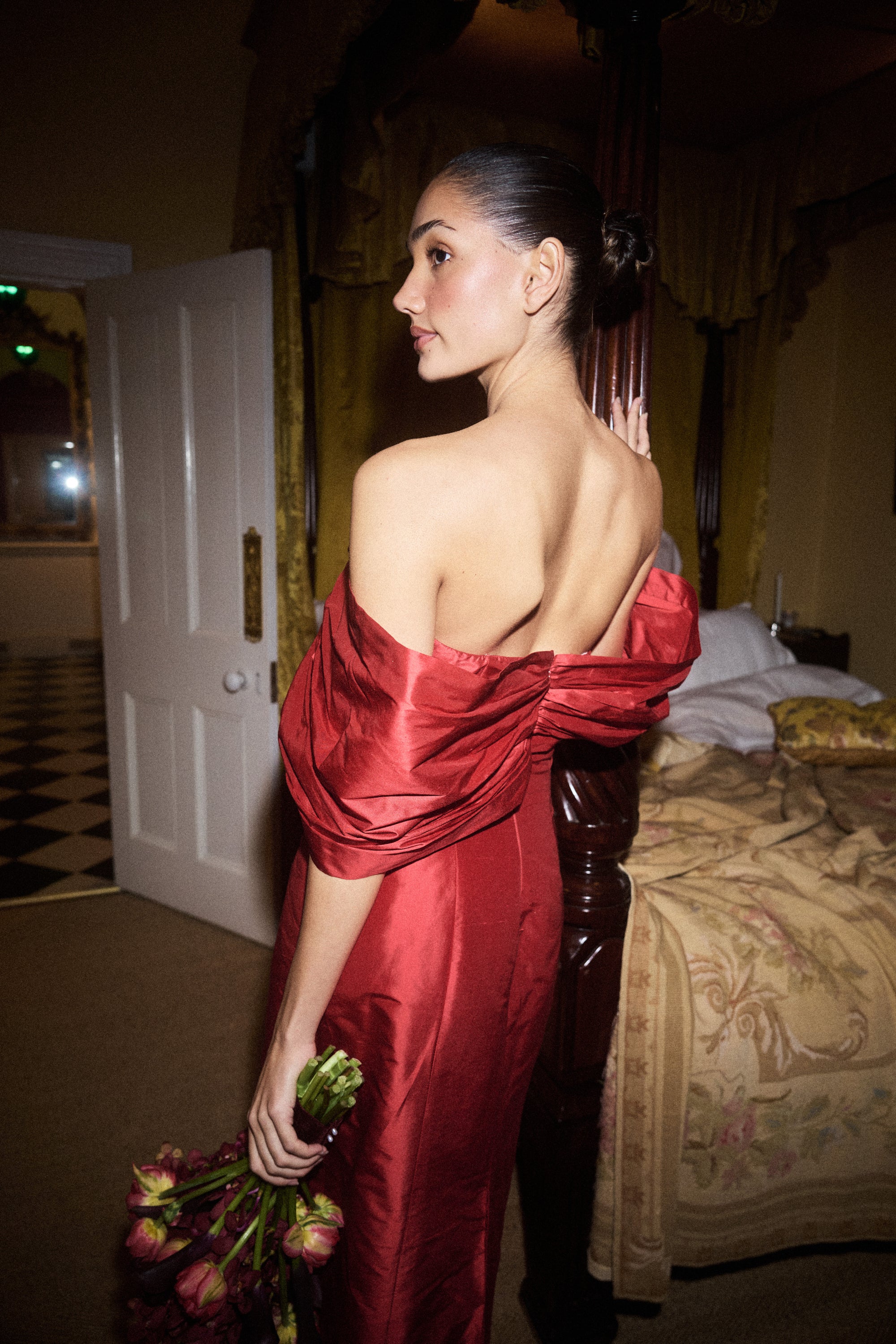 Silk Bow Column Gown