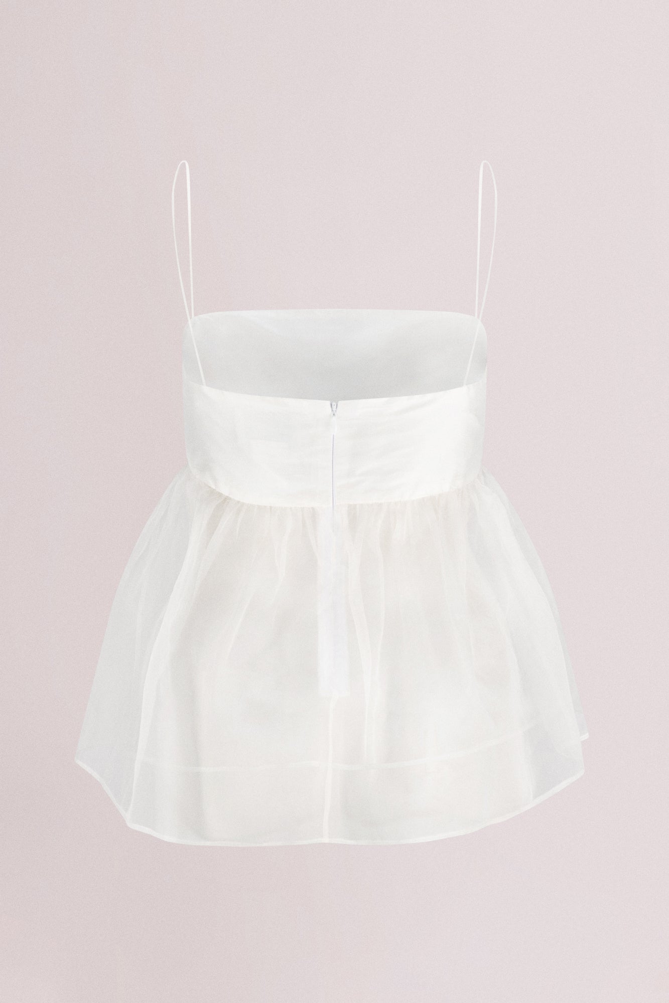 Gathered Silk Organza Babydoll Top