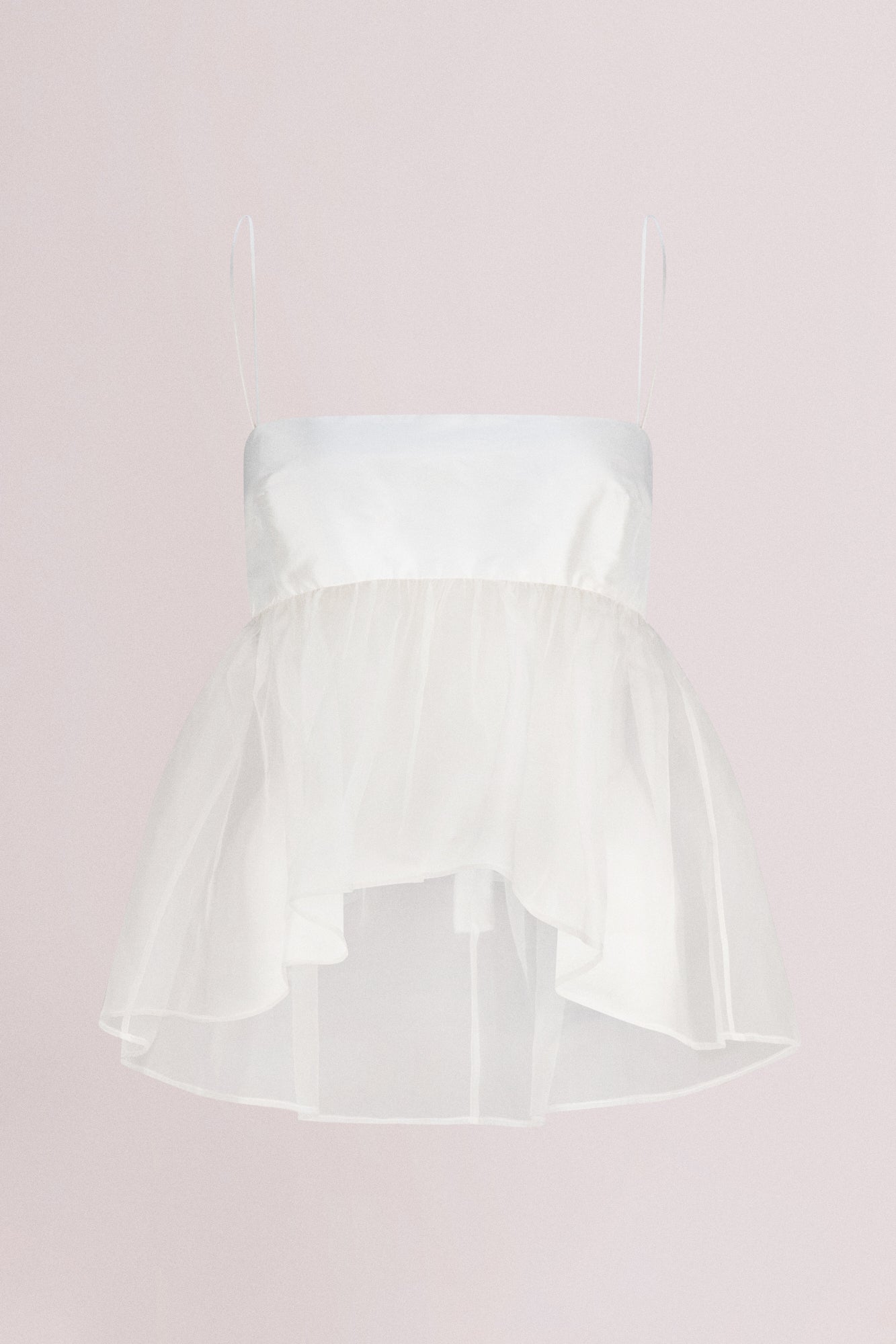 Gathered Silk Organza Babydoll Top