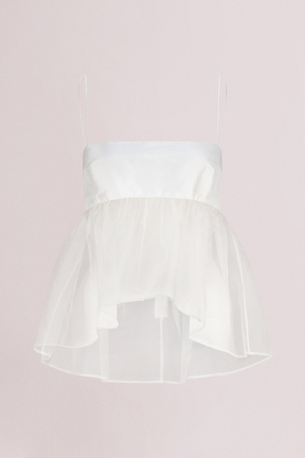 Gathered Silk Organza Babydoll Top