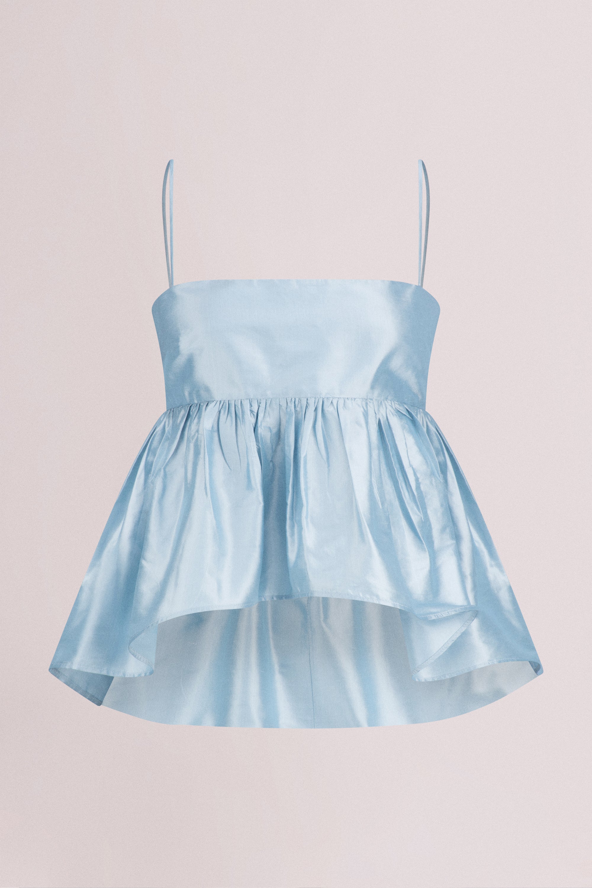 Gathered Silk Babydoll Top