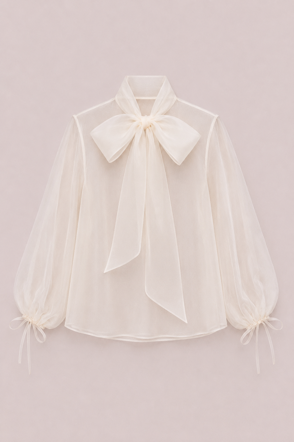 Silk Organza Bow Blouse