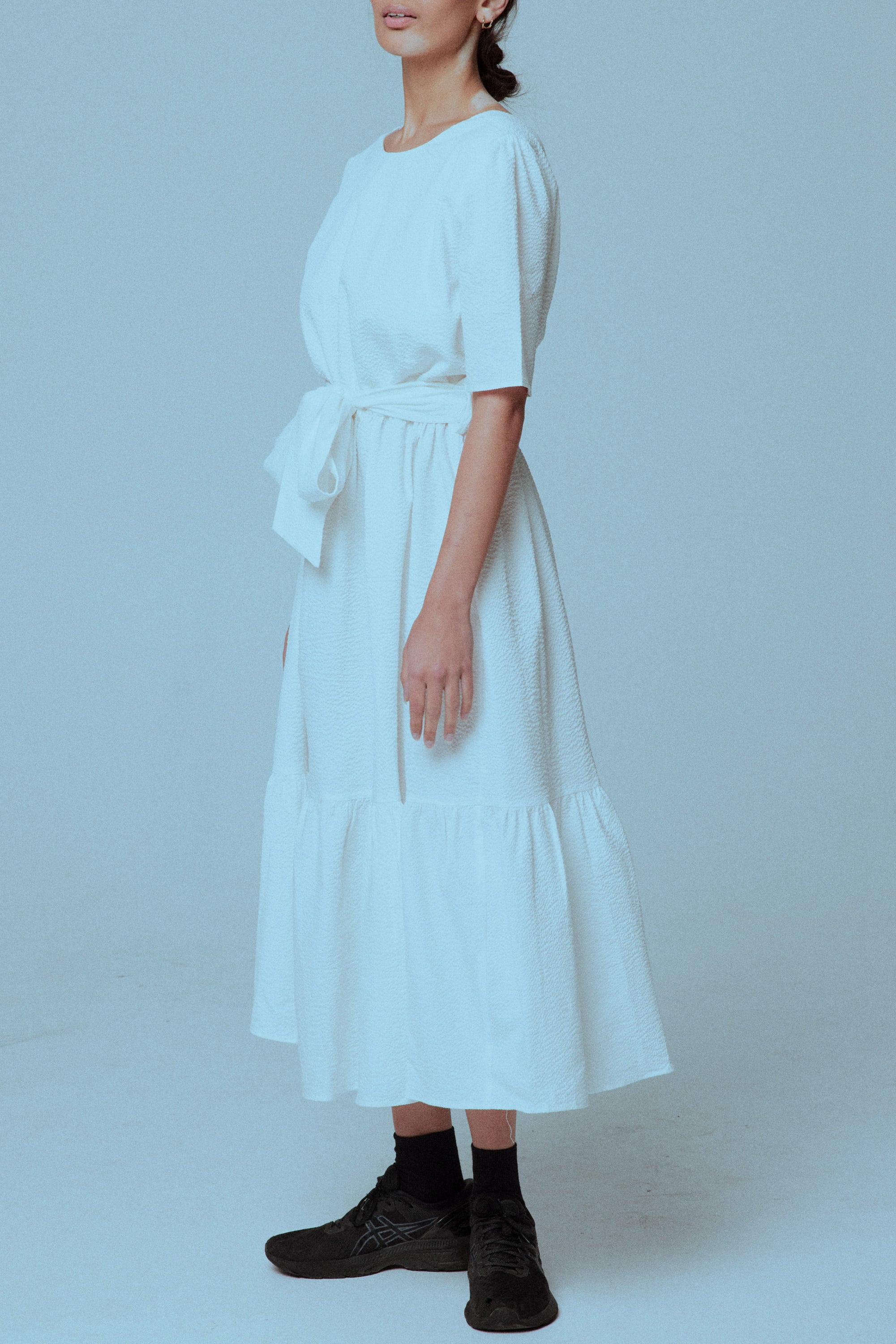 Reversible Belted Textured Cotton Dress